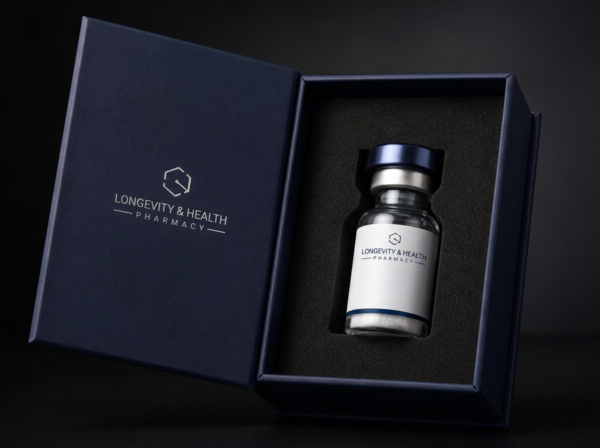 Hochwertige Produktbox in Navy mit Vial im Schaumstoff-Inlay